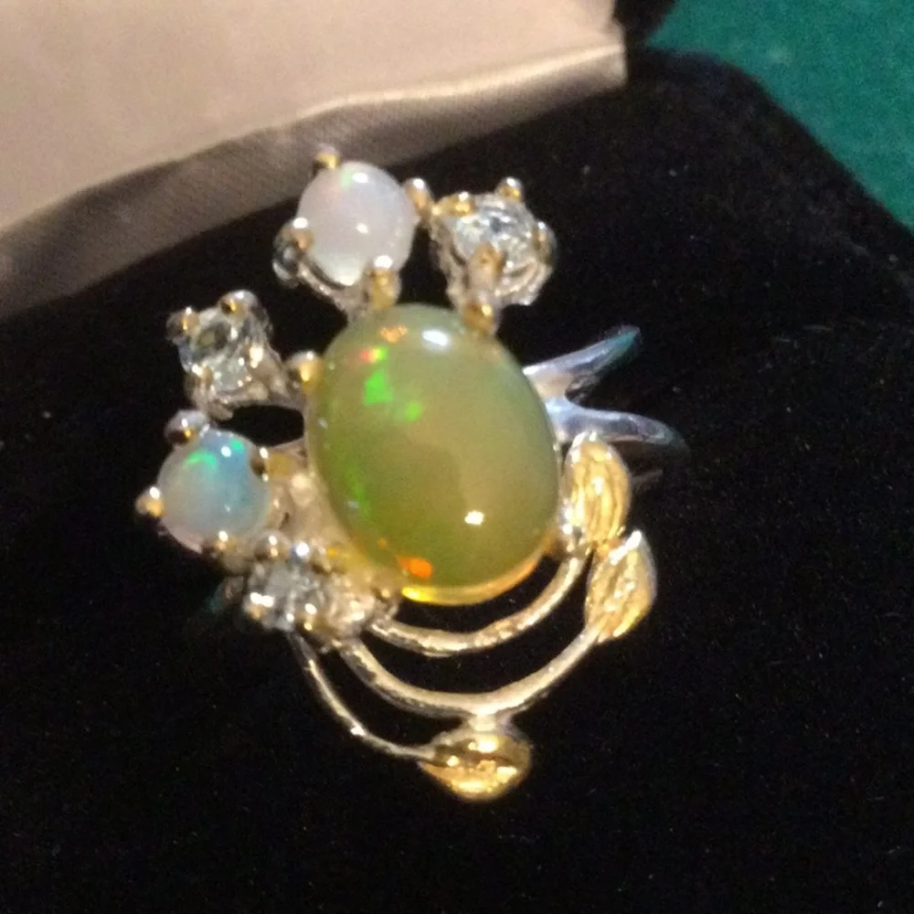 SPECIAL BUY GENUINE OPAL RING 10mm by 8mm  Ring - Picture 3 of 12